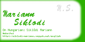 mariann siklodi business card