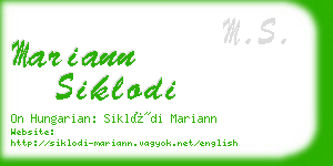 mariann siklodi business card